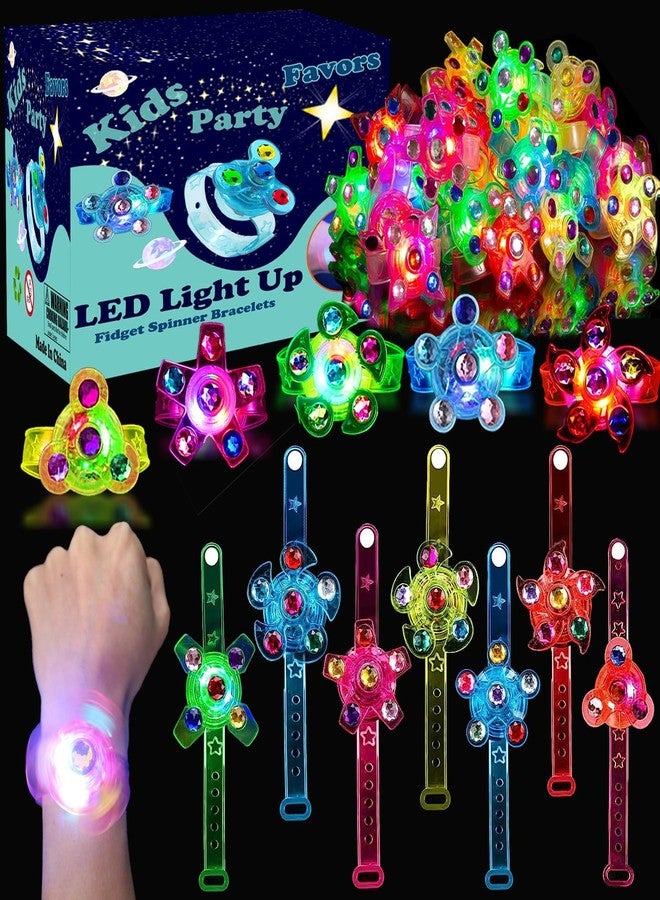 Huastyle Birthday Party Favors for Kids 4-8 Goodie Bag Stuffers,24 Pack Light Up Spinner Bracelets for Pinata Fillers Prize Treasure Box Classroom Glow in The Dark Party Supplies Return Gifts - Image 1
